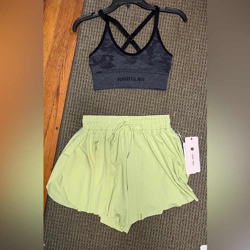 🆕Black and Green Activewear Set